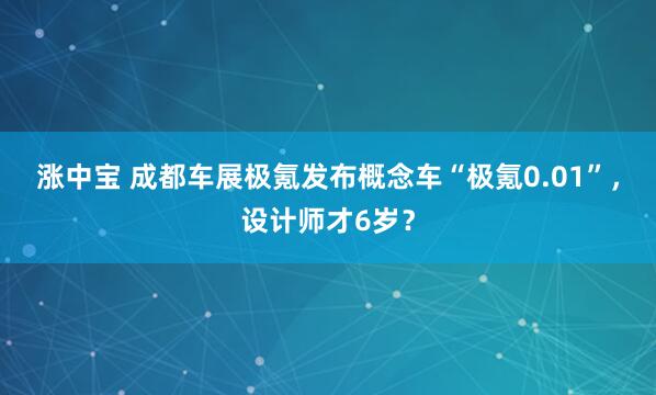 涨中宝 成都车展极氪发布概念车“极氪0.01”，设计师才6岁？